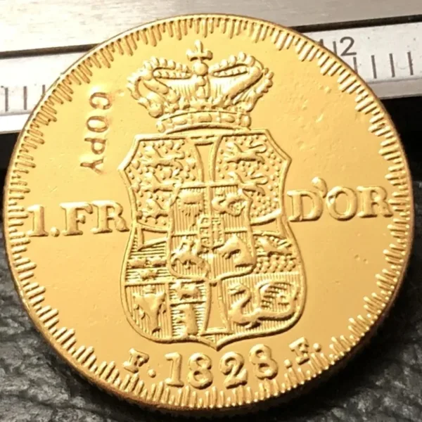 1828 Denmark 22K Gold Plated Replica Coin - Image 3