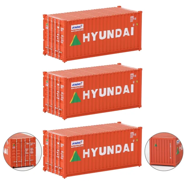 HO Scale 3pcs Shipping Containers Model Set - Image 12