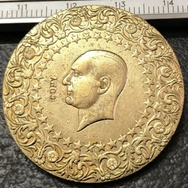 1951 Turkey 500 Kurus Gold Replica Coin - Image 3