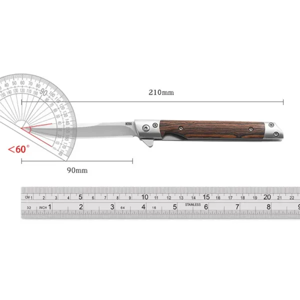 Damascus Folding Knife with Rosewood Handle - Image 6