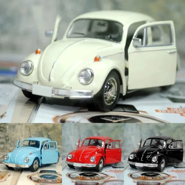 Vintage Beetle Diecast Pull Back Car Model