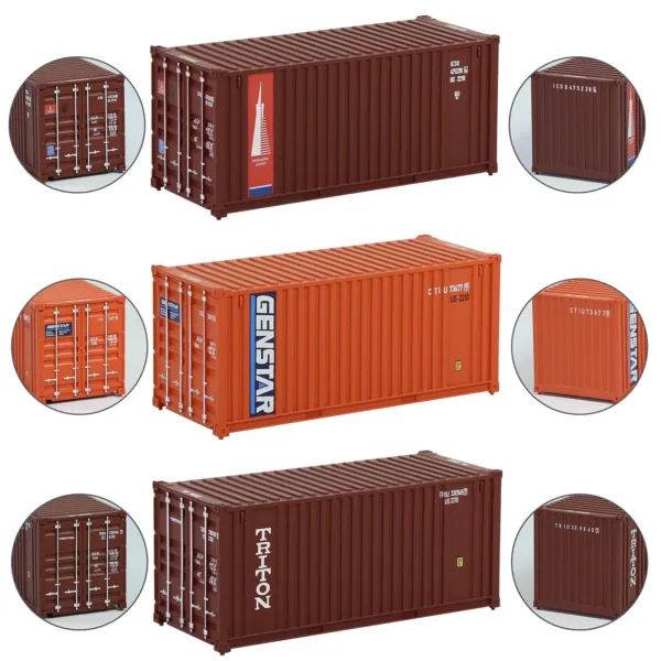 3pcs HO Scale 20ft Shipping Containers Set - Image 10