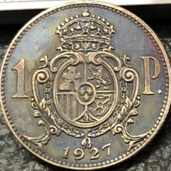 1927 Spain 1 Peseta Copy Coin Antique Style - Image 3