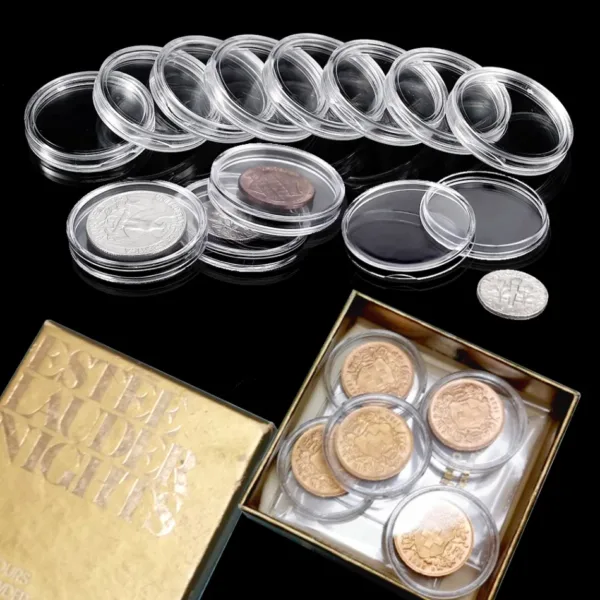 Clear Plastic Coin Storage Capsules Set