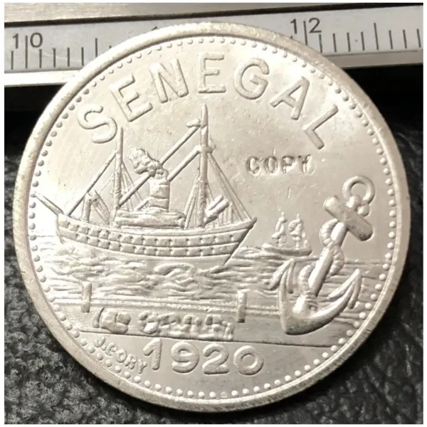 1920 Senegal 25 Centimes Silver-Plated Coin - Image 3