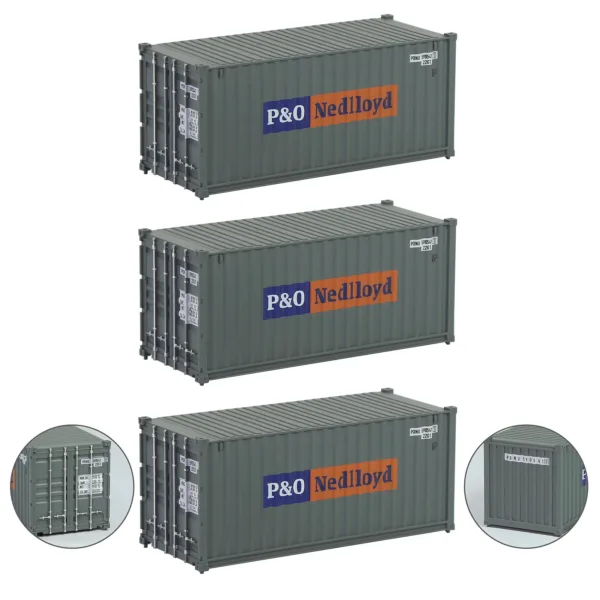 3pcs HO Scale 20ft Shipping Containers Set - Image 18