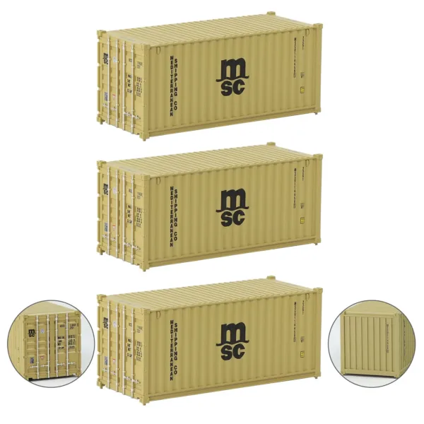 HO Scale 3pcs Shipping Containers Model Set - Image 10