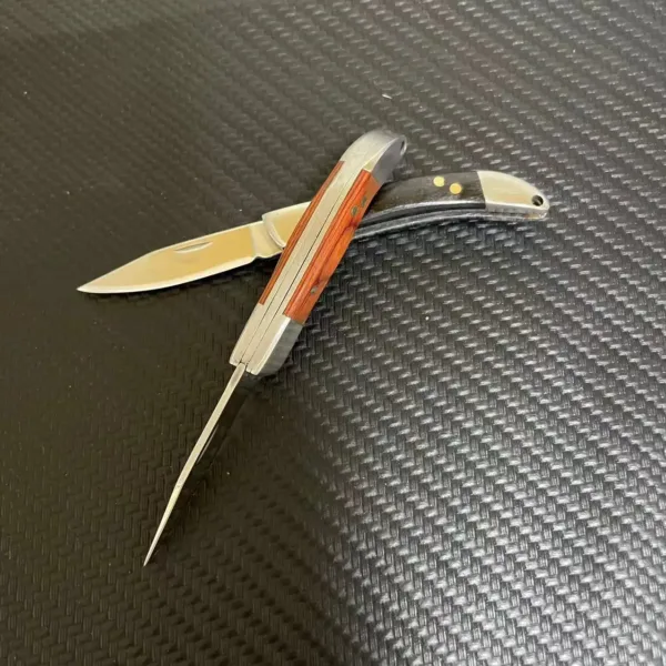 Stainless Steel Pocket Knife with Wooden Handle - Image 6