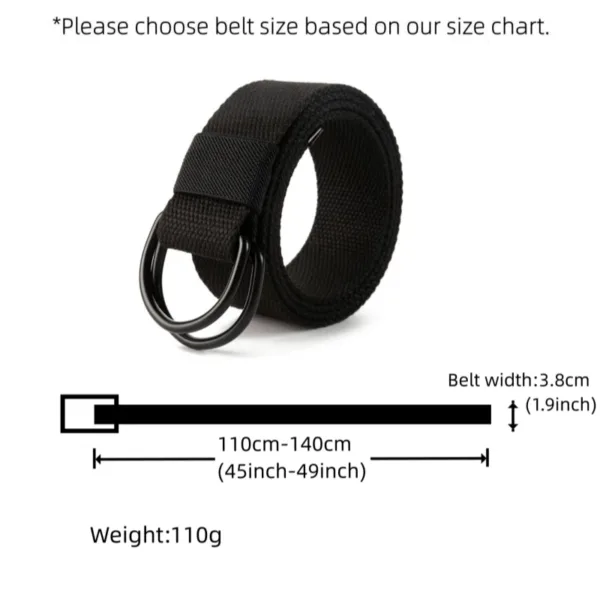 Unisex Tactical Canvas Belt with D-Ring Buckle - Image 2