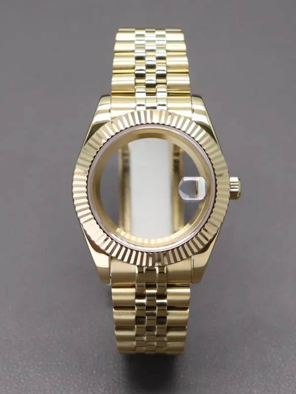 Gold Fluted Watch Case for Seiko Miyota Movement - Image 10