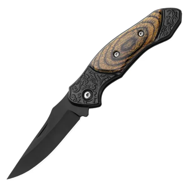 Portable Folding Camping Knife with Wooden Handle - Image 9