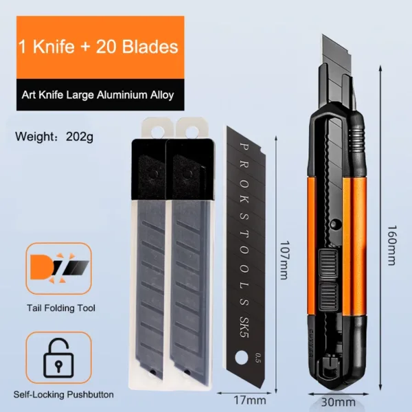 Retractable Carbon Steel Utility Knife 10.7cm - Image 10