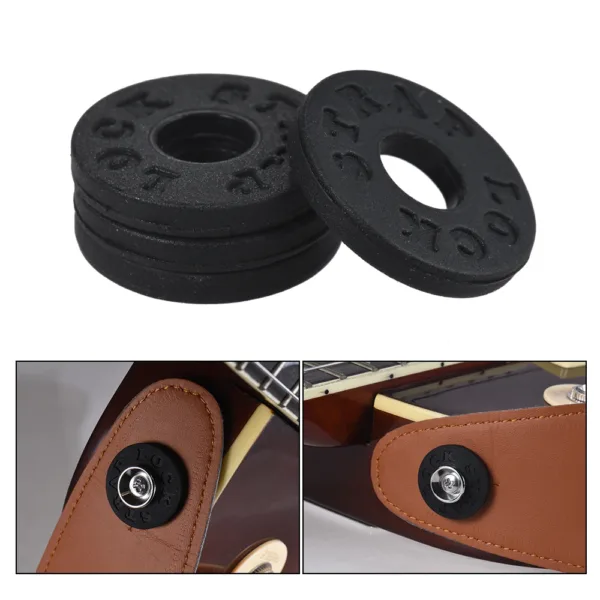 4pcs Rubber Guitar Strap Locks in Black - Image 2