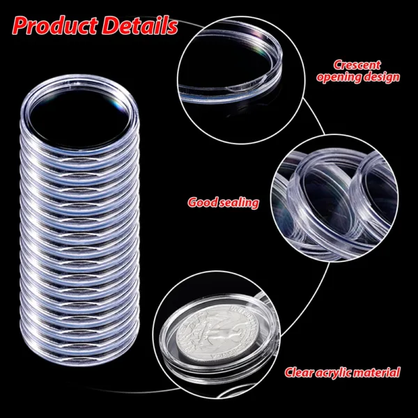 Clear Plastic Coin Storage Capsules Set - Image 6