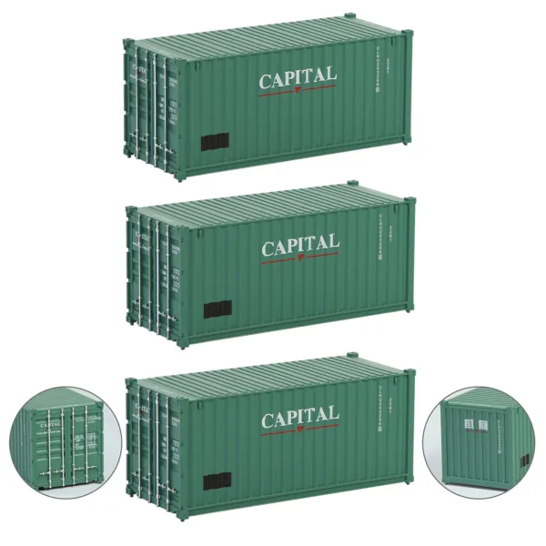 HO Scale 3pcs Shipping Containers Model Set - Image 29