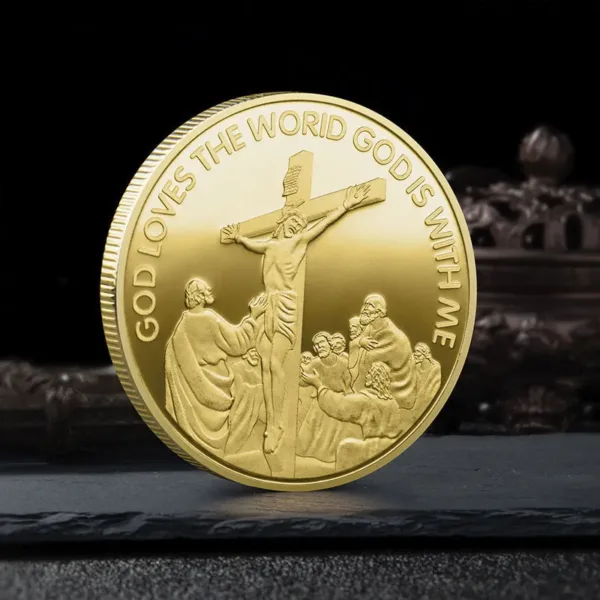 Gold Plated Jesus Commemorative Replica Coin - Image 2