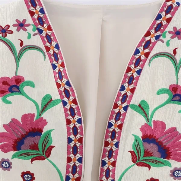 Women’s Vintage Floral Embroidered Vest - Image 6