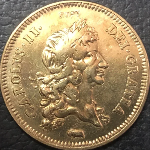 1682 England 2 Guineas Gold Plated Coin - Image 2