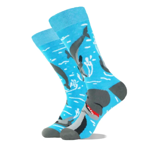 Funny Alien Planet Shark Design Cotton Socks - Image 20