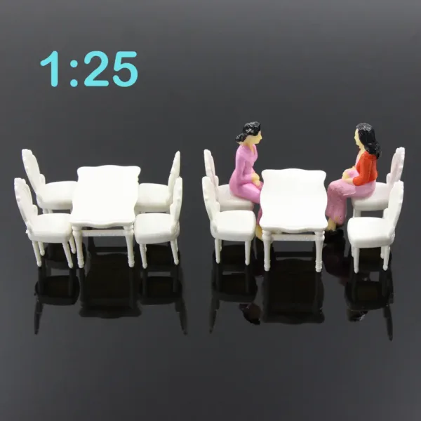 G Scale 1:25 White Table and Chair Set - Image 3