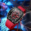 Men's Chronograph Quartz Watch with Blue Silicone Strap