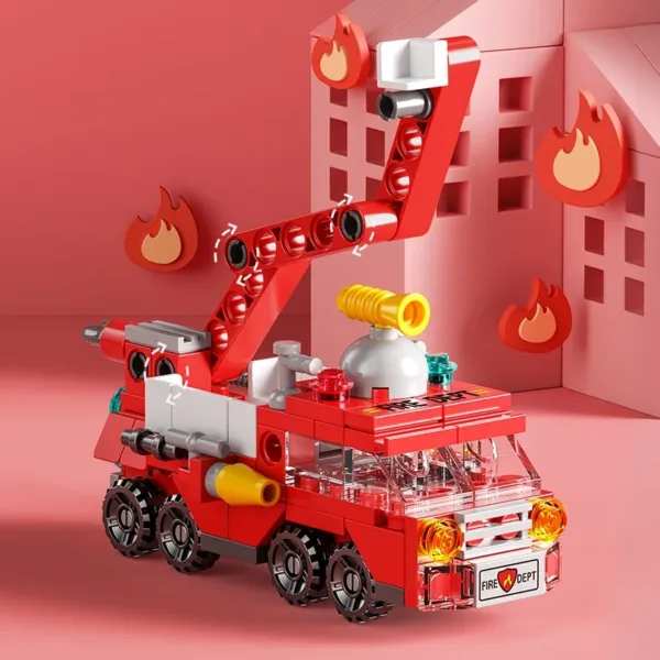 City Fire Car Building Blocks Set for Kids - Image 3