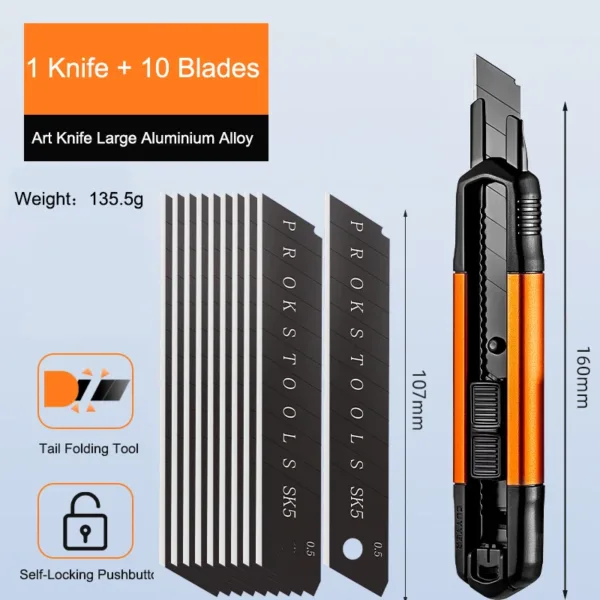 Retractable Carbon Steel Utility Knife 10.7cm - Image 9
