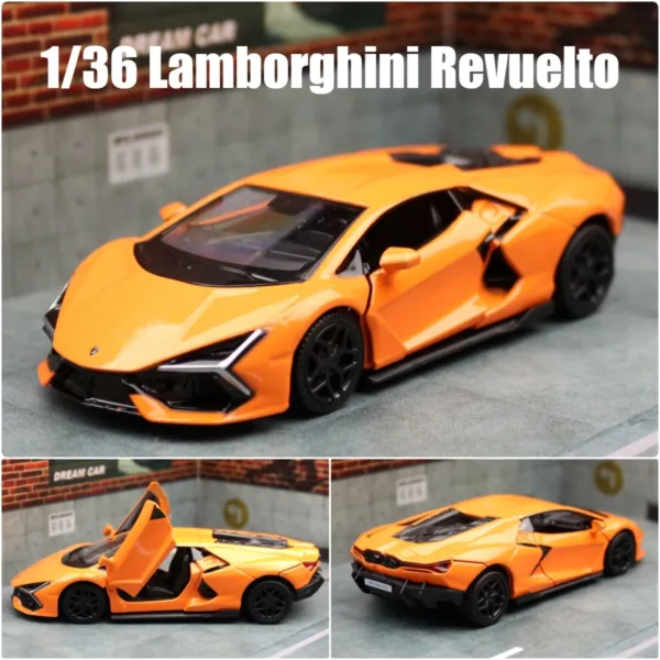 1/36 Scale Lamborghini Revuelto Model Car Orange - Image 3