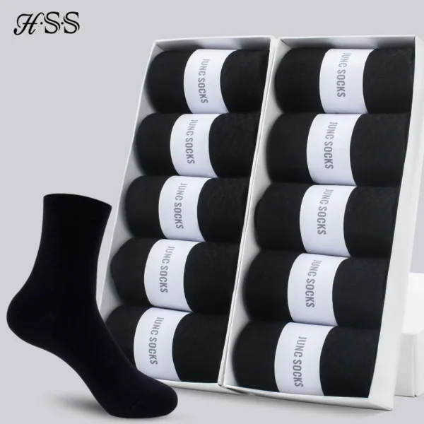 Men's Cotton Socks Set of 10 in Black - Image 2