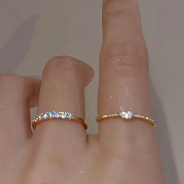 Adjustable Heart Zircon Rings for Women 2pcs - Image 3