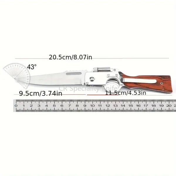 Portable AK47 EDC Folding Knife with Wood Handle - Image 6