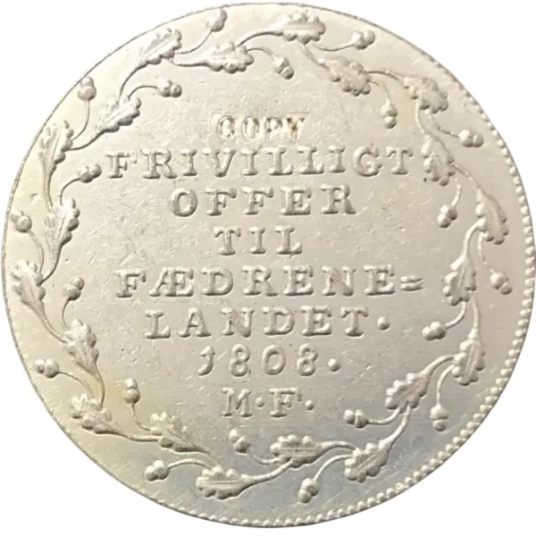 1808 Denmark Silver-Plated Replica Coin