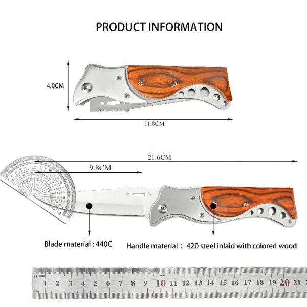 Folding Survival Knife with LED Light - Image 6