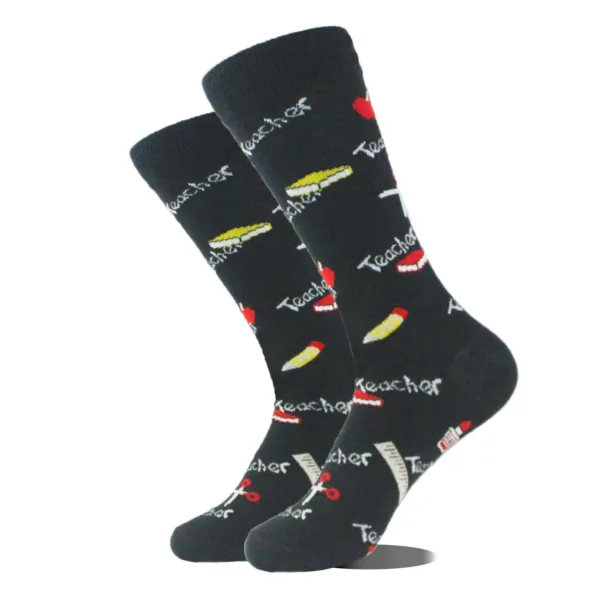 Funny Alien Planet Shark Design Cotton Socks - Image 28