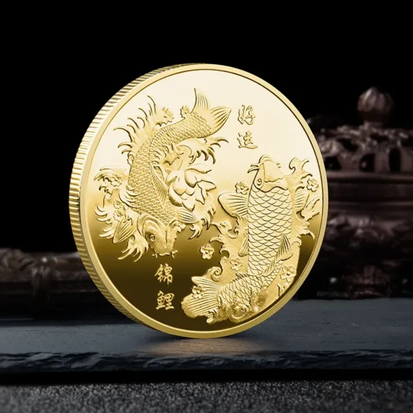 Chinese Fu Koi Carp Replica Commemorative Coin - Image 4