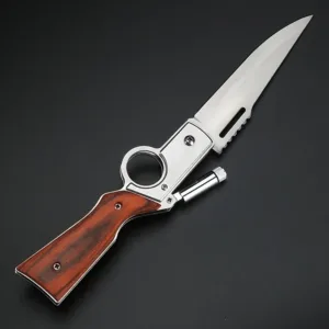Portable AK47 EDC Folding Knife with Wood Handle