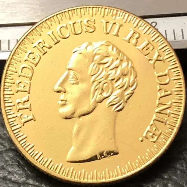 1828 Denmark 22K Gold Plated Replica Coin - Image 2