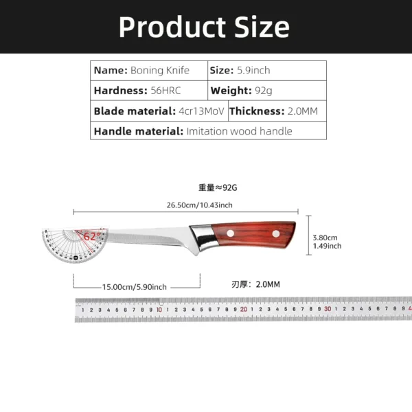 Stainless Steel Boning Knife with Sheath - Image 6