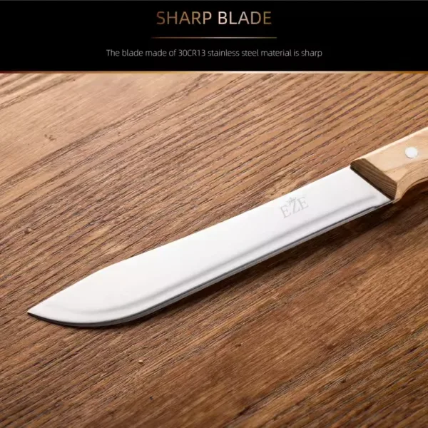 Stainless Steel Chef Knife with Wooden Handle - Image 4