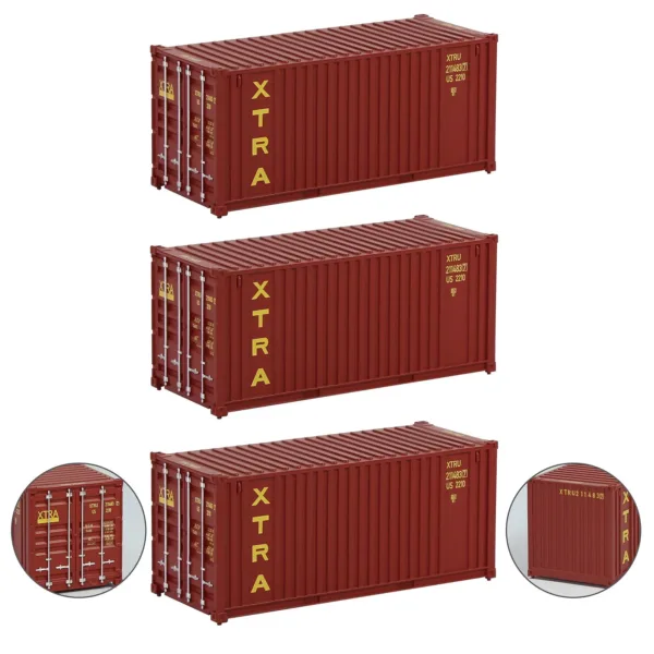 3pcs HO Scale 20ft Shipping Containers Set - Image 9