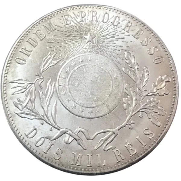 1896 Brazil 2000 Reis Silver Replica Coin