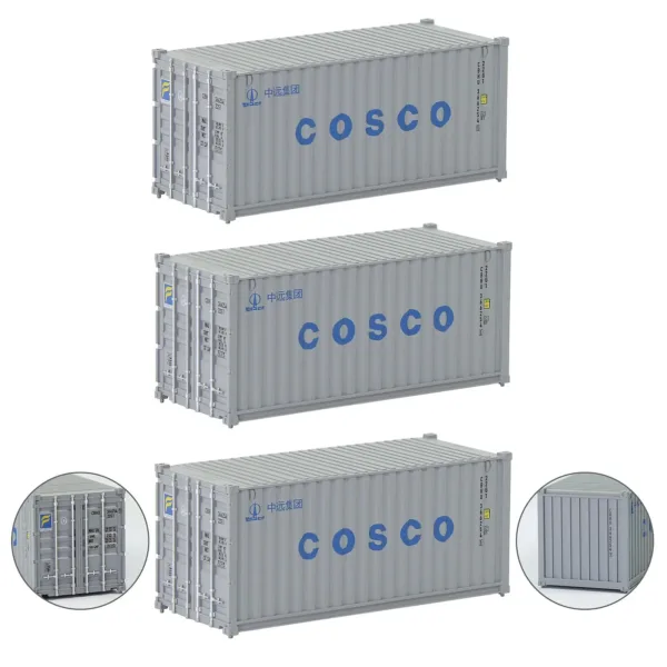 HO Scale 3pcs Shipping Containers Model Set - Image 20