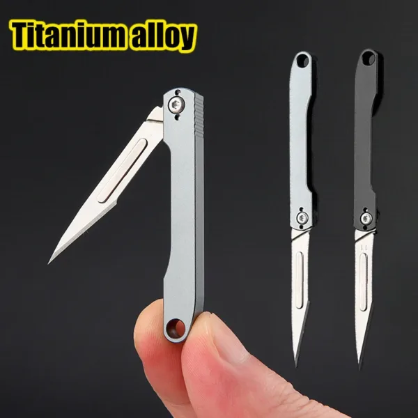 Mini Titanium Alloy Folding Knife with Blade - Image 2