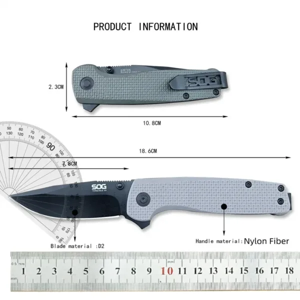 D2 Steel Folding Knife with Nylon Handle - Image 6