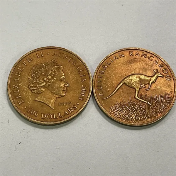 Antique Style 2008 Kangaroo Gold Coin Replica - Image 3