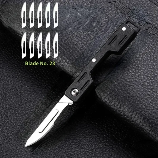 Mini Folding Scalpel Knife with 10 Blades - Image 8