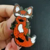 Cute Fox Brooch with Strawberry and Leaves