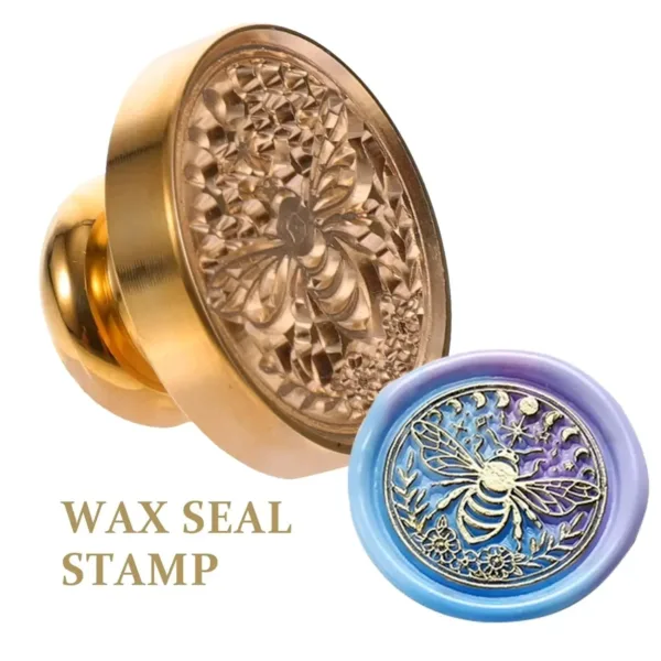 Antique Brass Wax Seal Stamp Head 3D Design - Image 3