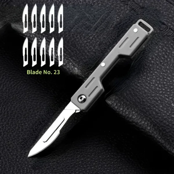 Mini Folding Scalpel Knife with 10 Blades - Image 9