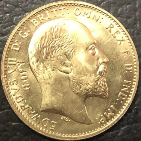 1910 UK Edward VII Gold Plated Copy Coin - Image 3